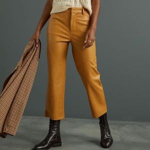Anthropologie faux leather cropped wide leg pants